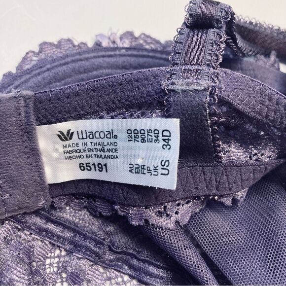 Wacoal 65191 Embrace Lace Bra Women’s Size 34D Unlined Underwire Purple - Picture 9 of 9